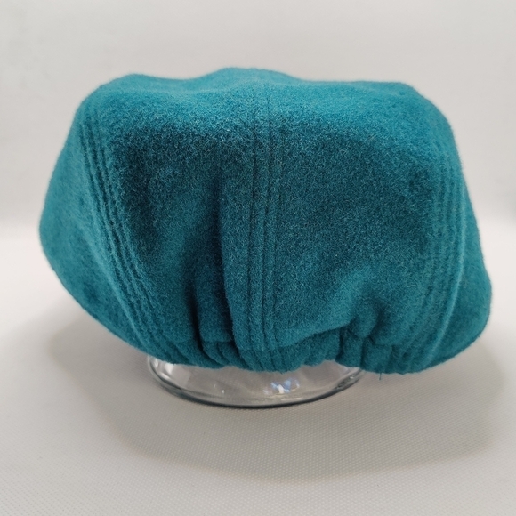 Vintage GAP Teal Blue Green Wool Cap Newsboy Cabbie Hat Fitted Back Small Medium - Picture 4 of 9